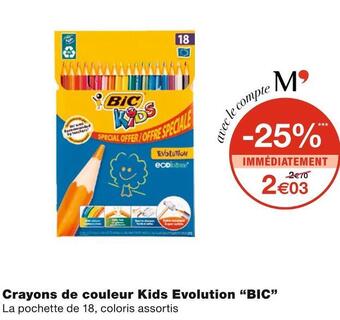 Monoprix Bic crayons de couleur kids evolution offre