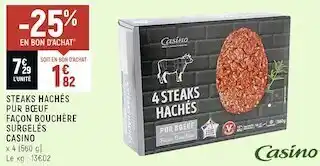 Spar Casino steaks hachés pur bœuf façon bouchère surgelés offre