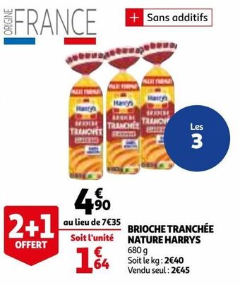 Auchan Brioche tranchée nature harrys offre