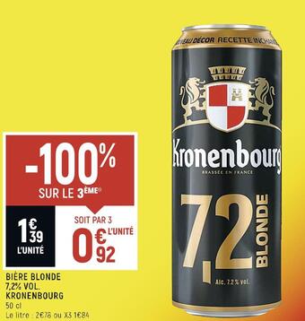 Spar Kronenbourg bière blonde 7,2% vol. offre