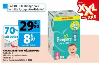 Auchan Changes baby dry méga pampers offre