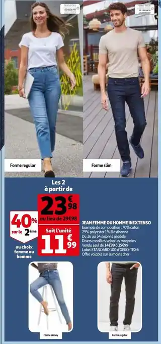 Auchan Jean femme ou homme inextenso offre