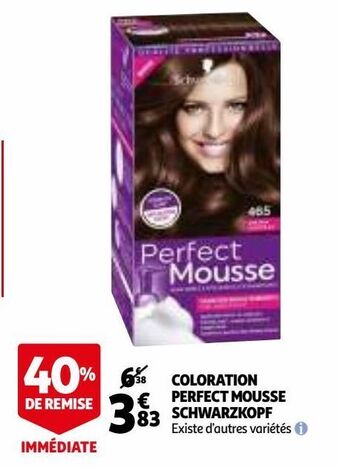 Auchan Coloration perfect mousse schwarzkopf offre