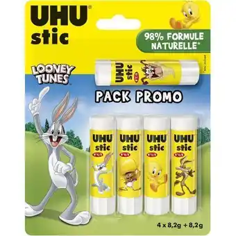 Auchan 5 sticks de colle looney tunes uhu offre