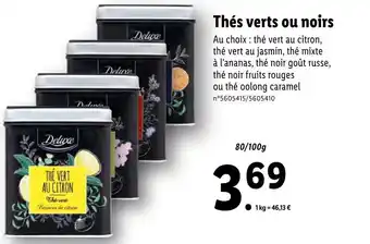 Lidl Thés verts ou noirs offre