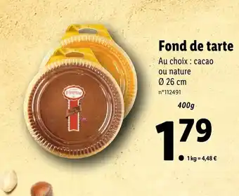 Lidl Fond de tarte offre
