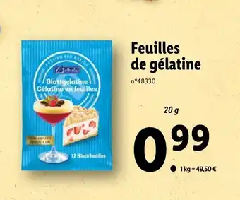 Lidl Feuilles de gélatine offre
