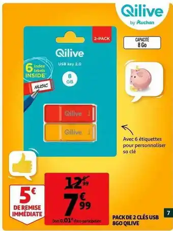 Pack de 2 clés usb 8go qilive