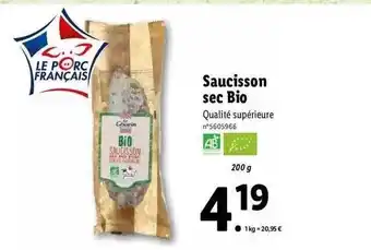 Lidl Saucisson sec bio offre