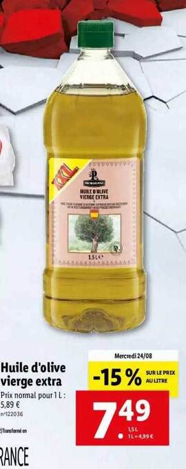 Lidl Huile d'olive vierge extra offre