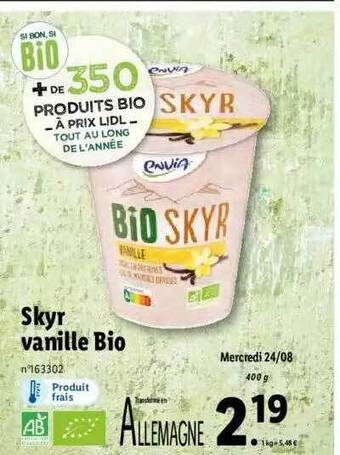 Lidl Skyr vanille bio offre