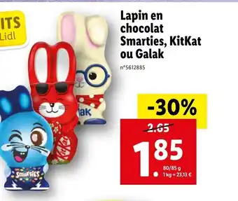 Lidl Lapin en chocolat Smarties,Kitkat ou galak offre