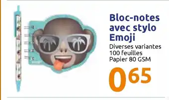 Action Bloc-Notes Avec Stylo Emoji offre