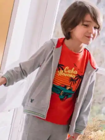 Gilet à capuche gris chiné enfant garçon