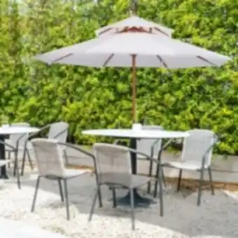 E.Leclerc Brico Parasol en bois peuplier droit 2 toit polyester 180 g/m² dia. 2,7 x 2,6h m blanc offre