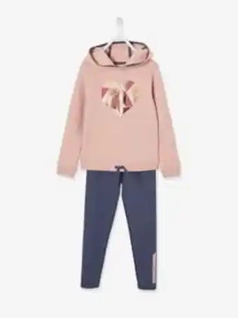 Vertbaudet Ensemble de sport sweat coeur irisé + legging fille - rose... offre