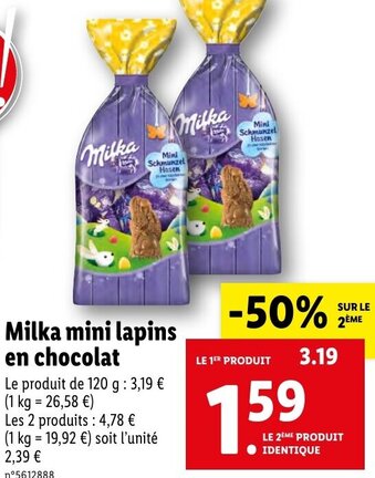 Lidl Milka mini lapins en chocolat offre