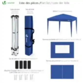 E.Leclerc Brico Tonnelle de jardin 3x3m pliable avec portes et fenêtres bleu offre