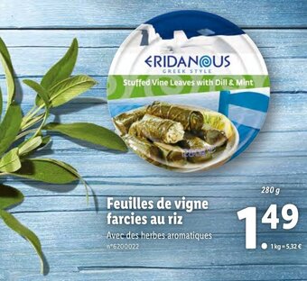 Lidl Feuilles de vigne farcies au riz offre