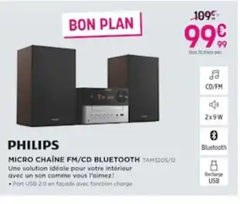 Pulsat Philips Micro Chaîne FM/CD Bluetooth offre