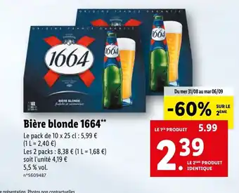 Lidl 1664 Bière Blonde offre