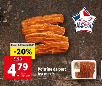 Lidl Poitrine de Porc Tex Mex offre