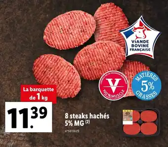Lidl 8 Steaks Hachés 5% MG offre