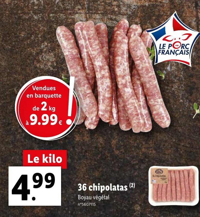 Promo 36 Chipolatas chez Lidl