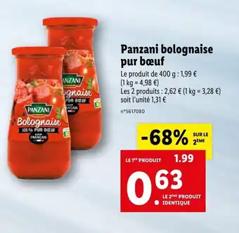 Lidl Panzani Bolognaise Pur Bœuf offre