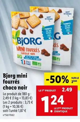 Lidl Bjorg Mini Fourrés Choco Noir offre