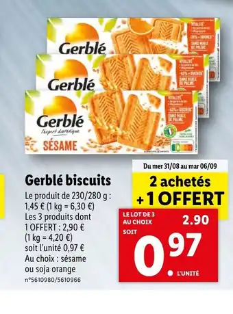 Lidl Gerblé Biscuits offre