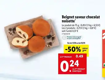 Lidl Beignet Saveur Chocolat Noisette offre