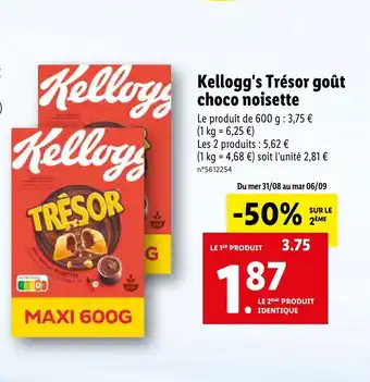 Lidl Kellogg's Trésor Goût Choc Noisette offre