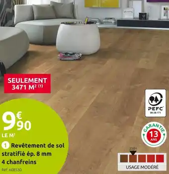 Mr Bricolage Revêtement de sol stratifié 831 ép. 8 mm 4 chanfreins offre