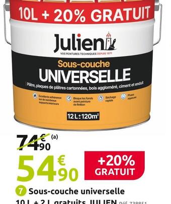 Mr Bricolage Julien sous-couche universelle 10 l + 2 l gratuits offre