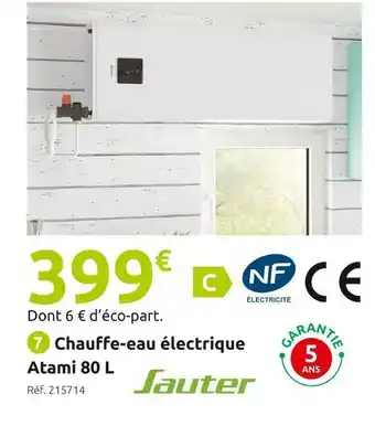Mr Bricolage Sauter chauffe-eau électrique atami 80 l offre