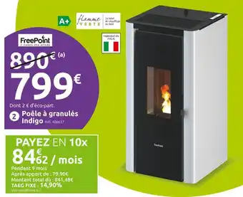 Free point poêle à granulés indigo