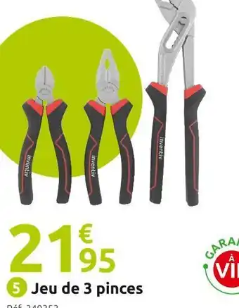 Mr Bricolage Inventiv jeu de 3 pinces offre