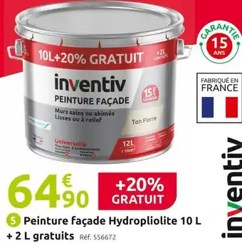 Mr Bricolage Inventiv peinture façade hydropliolite 10 l + 2 l gratuits offre