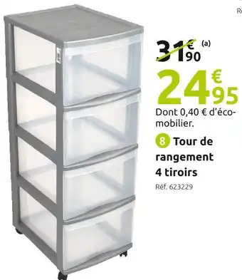 Mr Bricolage Sundis tour de rangement 4 tiroirs offre
