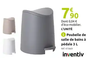 Mr Bricolage Poubelle de salle de bains à pédale 3 l offre