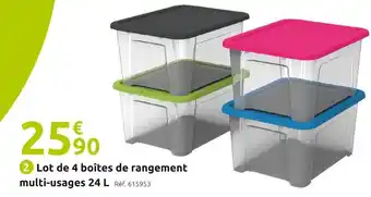 Mr Bricolage Sundis lot de 4 boîtes de rangement multi-usages 24 l offre