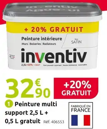Mr Bricolage Inventiv peinture multi support 2,5 l + 0,5 l gratuit offre