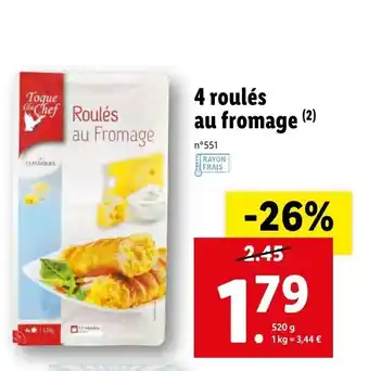 Lidl 4 roulés au fromage offre