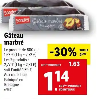 Lidl Gâteau marbré offre