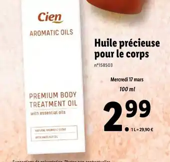 Lidl Huile précieuse pour le corps offre