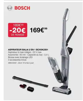 Costco Bosch aspirateur balai 2 en 1 offre