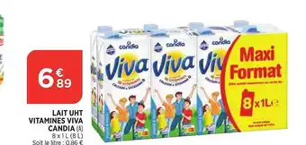 Maximarché Lait uht vitamines viva candia offre