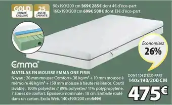 JYSK Emma matelas en mousse emma one firm offre