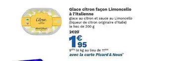 Picard Glace citron façon limoncello à l'italienne offre
